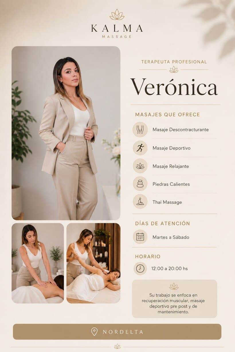 Verónica, terapeuta de Kalma: especialidades e información